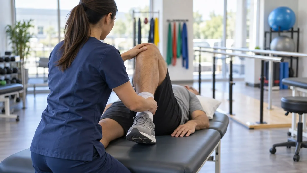 Physical therapist working with a patient in an outpatient clinic, Engaged Headhunters physical therapist recruiter