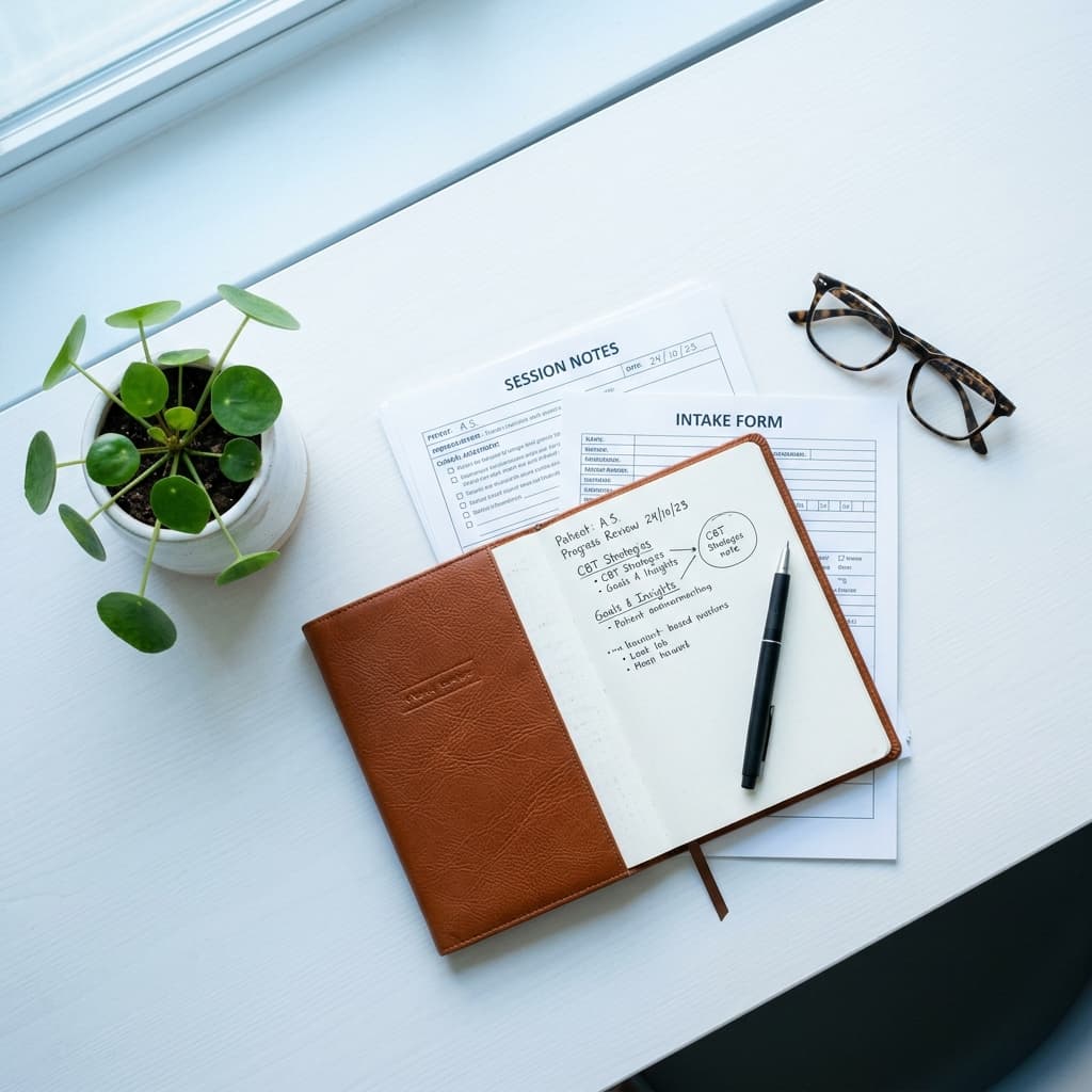 Behavioral health professional workspace illustrating clinical expertise required in mental health recruiting