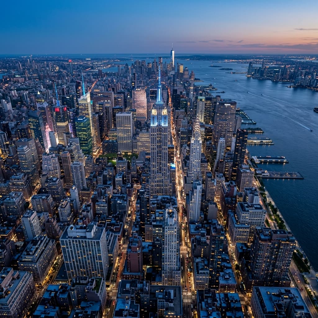 Manhattan skyline representing New York City executive talent market in healthcare technology and finance