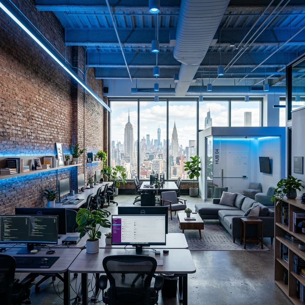 Premium New York technology company workspace representing the tech leadership talent market